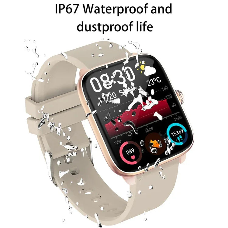 T20 Smartwatch mit 1,96 Zoll (5 cm) Durchmesser, IP67 wasserdicht, Silikonarmband, unterstützt Dual-Mode-Bluetooth-Anrufe und Herzfrequenzmessung