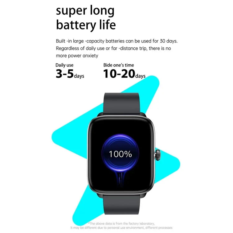T20 Smartwatch mit 1,96 Zoll (5 cm) Durchmesser, IP67 wasserdicht, Silikonarmband, unterstützt Dual-Mode-Bluetooth-Anrufe und Herzfrequenzmessung