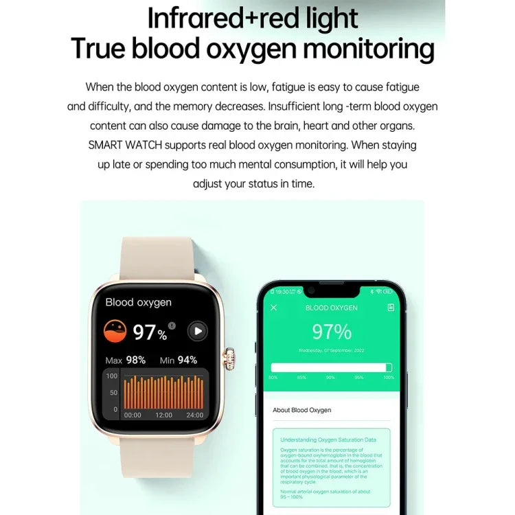 T20 Smartwatch mit 1,96 Zoll (5 cm) Durchmesser, IP67 wasserdicht, Silikonarmband, unterstützt Dual-Mode-Bluetooth-Anrufe und Herzfrequenzmessung