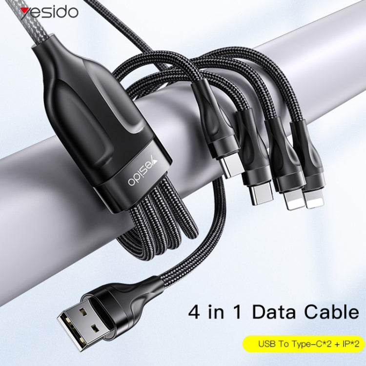 YESIDO CA111 1,2m 4A USB zu Dual Type-C + Dual 8 Pin Ladekabel, CA111