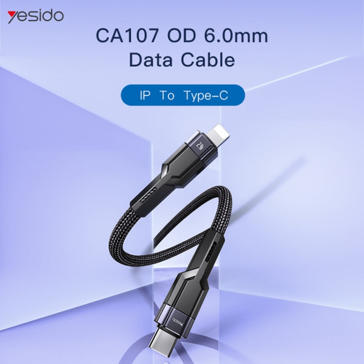 YESIDO CA107 1,2m 2.4A USB-C / Type-C auf 8 Pin OD0.6 Ladedatenkabel, CA107
