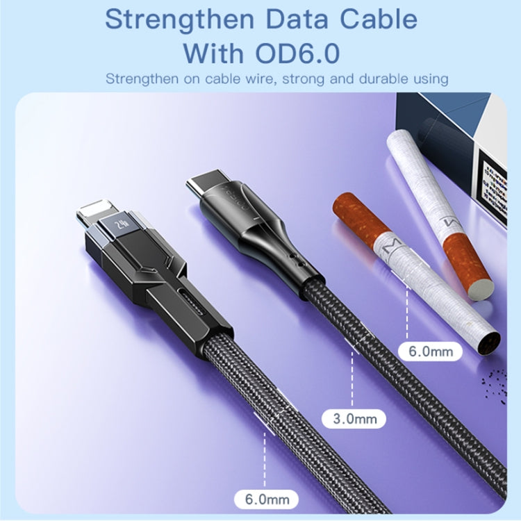 YESIDO CA107 1,2m 2.4A USB-C / Type-C auf 8 Pin OD0.6 Ladedatenkabel, CA107