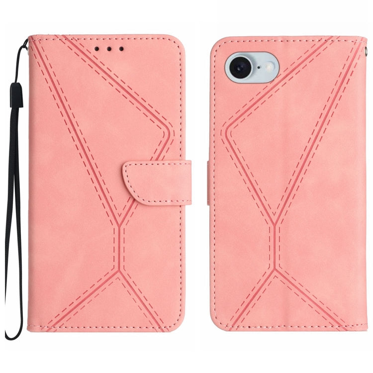 Handyhülle aus geprägtem Leder mit Ziernähten, für iPhone 17e / 16e, für iPhone 17 Pro Max, für iPhone 17 Pro, für iPhone 17, für iPhone Air, für iPhone 16 Pro Max, für iPhone 16 Pro, für iPhone 16 Plus