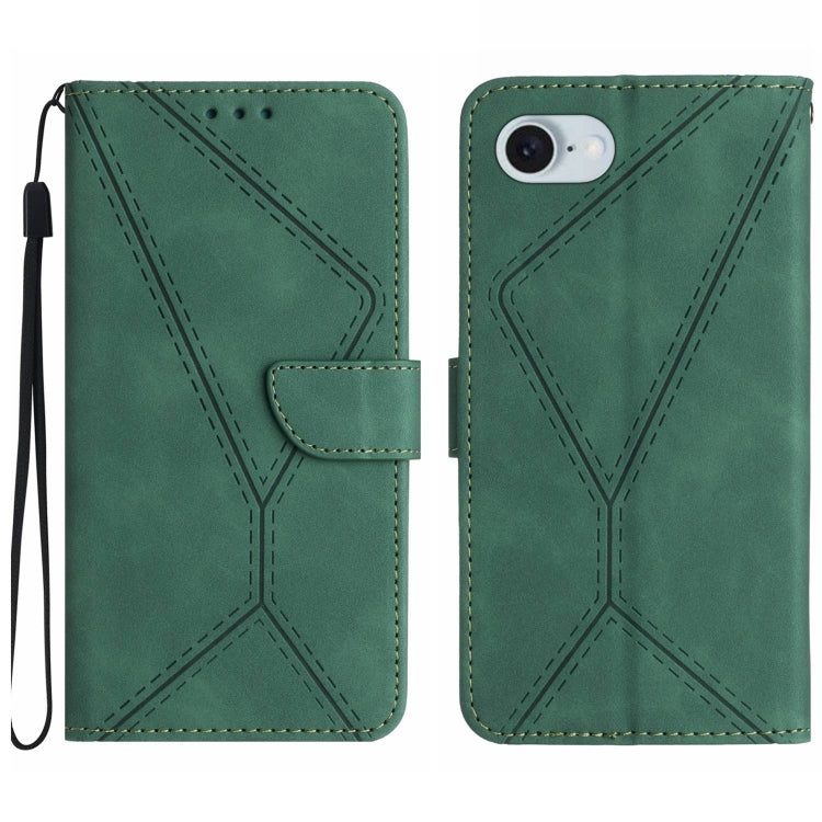 Handyhülle aus geprägtem Leder mit Ziernähten, für iPhone 17e / 16e, für iPhone 17 Pro Max, für iPhone 17 Pro, für iPhone 17, für iPhone Air, für iPhone 16 Pro Max, für iPhone 16 Pro, für iPhone 16 Plus