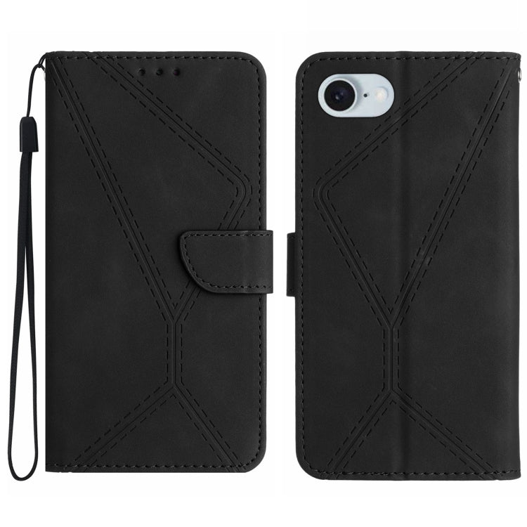 Handyhülle aus geprägtem Leder mit Ziernähten, für iPhone 17e / 16e, für iPhone 17 Pro Max, für iPhone 17 Pro, für iPhone 17, für iPhone Air, für iPhone 16 Pro Max, für iPhone 16 Pro, für iPhone 16 Plus