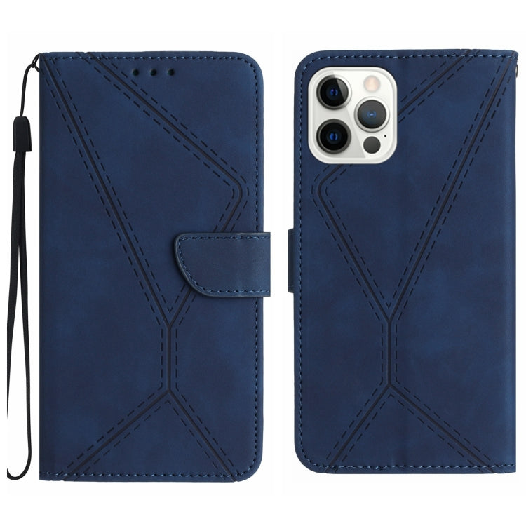 Handyhülle aus geprägtem Leder mit Ziernähten, für iPhone 17e / 16e, für iPhone 17 Pro Max, für iPhone 17 Pro, für iPhone 17, für iPhone Air, für iPhone 16 Pro Max, für iPhone 16 Pro, für iPhone 16 Plus