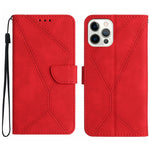 Handyhülle aus geprägtem Leder mit Ziernähten, für iPhone 17e / 16e, für iPhone 17 Pro Max, für iPhone 17 Pro, für iPhone 17, für iPhone Air, für iPhone 16 Pro Max, für iPhone 16 Pro, für iPhone 16 Plus