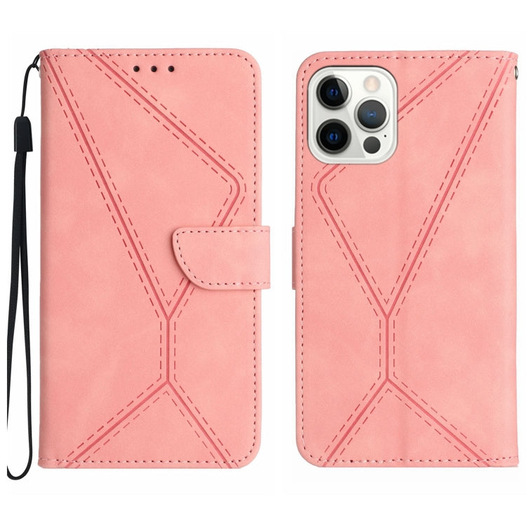Handyhülle aus geprägtem Leder mit Ziernähten, für iPhone 17e / 16e, für iPhone 17 Pro Max, für iPhone 17 Pro, für iPhone 17, für iPhone Air, für iPhone 16 Pro Max, für iPhone 16 Pro, für iPhone 16 Plus