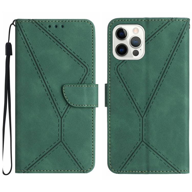 Handyhülle aus geprägtem Leder mit Ziernähten, für iPhone 17e / 16e, für iPhone 17 Pro Max, für iPhone 17 Pro, für iPhone 17, für iPhone Air, für iPhone 16 Pro Max, für iPhone 16 Pro, für iPhone 16 Plus