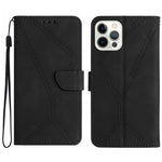 Handyhülle aus geprägtem Leder mit Ziernähten, für iPhone 17e / 16e, für iPhone 17 Pro Max, für iPhone 17 Pro, für iPhone 17, für iPhone Air, für iPhone 16 Pro Max, für iPhone 16 Pro, für iPhone 16 Plus