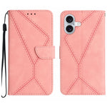 Handyhülle aus geprägtem Leder mit Ziernähten, für iPhone 17e / 16e, für iPhone 17 Pro Max, für iPhone 17 Pro, für iPhone 17, für iPhone Air, für iPhone 16 Pro Max, für iPhone 16 Pro, für iPhone 16 Plus