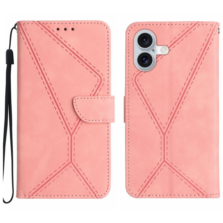 Handyhülle aus geprägtem Leder mit Ziernähten, für iPhone 17e / 16e, für iPhone 17 Pro Max, für iPhone 17 Pro, für iPhone 17, für iPhone Air, für iPhone 16 Pro Max, für iPhone 16 Pro, für iPhone 16 Plus