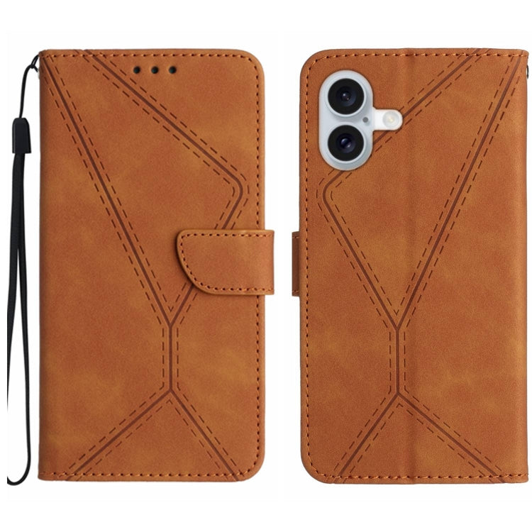 Handyhülle aus geprägtem Leder mit Ziernähten, für iPhone 17e / 16e, für iPhone 17 Pro Max, für iPhone 17 Pro, für iPhone 17, für iPhone Air, für iPhone 16 Pro Max, für iPhone 16 Pro, für iPhone 16 Plus