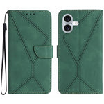 Handyhülle aus geprägtem Leder mit Ziernähten, für iPhone 17e / 16e, für iPhone 17 Pro Max, für iPhone 17 Pro, für iPhone 17, für iPhone Air, für iPhone 16 Pro Max, für iPhone 16 Pro, für iPhone 16 Plus
