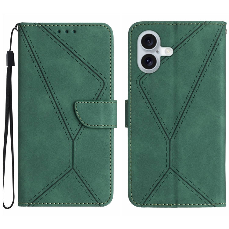 Handyhülle aus geprägtem Leder mit Ziernähten, für iPhone 17e / 16e, für iPhone 17 Pro Max, für iPhone 17 Pro, für iPhone 17, für iPhone Air, für iPhone 16 Pro Max, für iPhone 16 Pro, für iPhone 16 Plus