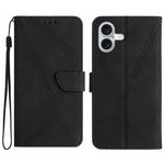 Handyhülle aus geprägtem Leder mit Ziernähten, für iPhone 17e / 16e, für iPhone 17 Pro Max, für iPhone 17 Pro, für iPhone 17, für iPhone Air, für iPhone 16 Pro Max, für iPhone 16 Pro, für iPhone 16 Plus