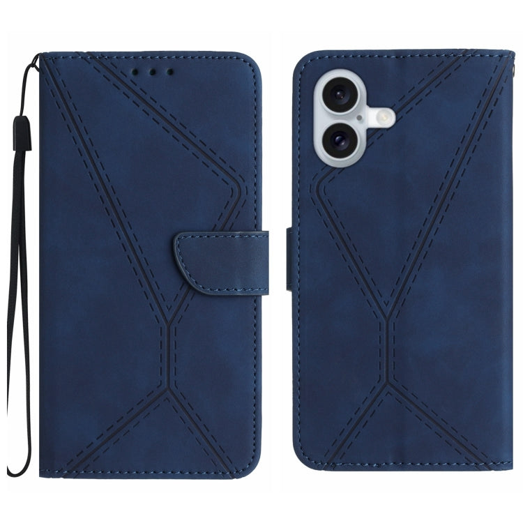 Handyhülle aus geprägtem Leder mit Ziernähten, für iPhone 17e / 16e, für iPhone 17 Pro Max, für iPhone 17 Pro, für iPhone 17, für iPhone Air, für iPhone 16 Pro Max, für iPhone 16 Pro, für iPhone 16 Plus