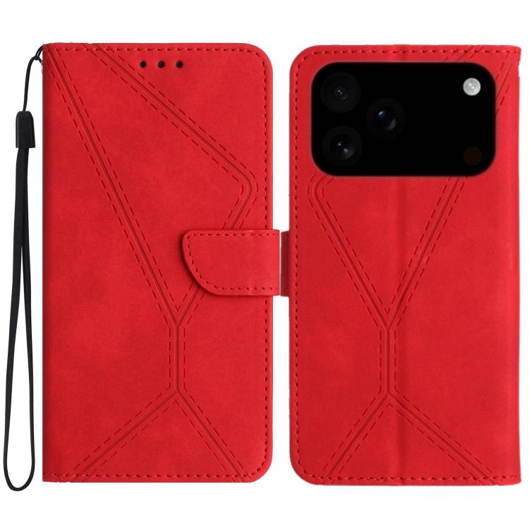 Handyhülle aus geprägtem Leder mit Ziernähten, für iPhone 17e / 16e, für iPhone 17 Pro Max, für iPhone 17 Pro, für iPhone 17, für iPhone Air, für iPhone 16 Pro Max, für iPhone 16 Pro, für iPhone 16 Plus