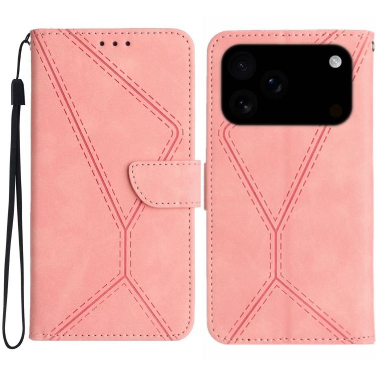 Handyhülle aus geprägtem Leder mit Ziernähten, für iPhone 17e / 16e, für iPhone 17 Pro Max, für iPhone 17 Pro, für iPhone 17, für iPhone Air, für iPhone 16 Pro Max, für iPhone 16 Pro, für iPhone 16 Plus