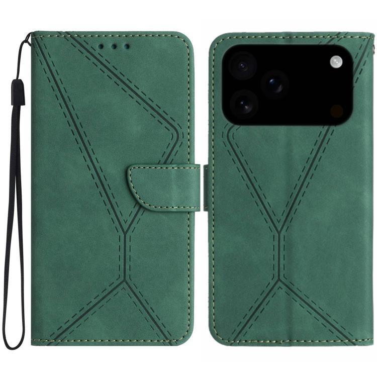 Handyhülle aus geprägtem Leder mit Ziernähten, für iPhone 17e / 16e, für iPhone 17 Pro Max, für iPhone 17 Pro, für iPhone 17, für iPhone Air, für iPhone 16 Pro Max, für iPhone 16 Pro, für iPhone 16 Plus
