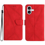 Handyhülle aus geprägtem Leder mit Ziernähten, für iPhone 17e / 16e, für iPhone 17 Pro Max, für iPhone 17 Pro, für iPhone 17, für iPhone Air, für iPhone 16 Pro Max, für iPhone 16 Pro, für iPhone 16 Plus
