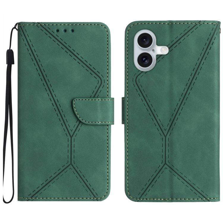 Handyhülle aus geprägtem Leder mit Ziernähten, für iPhone 17e / 16e, für iPhone 17 Pro Max, für iPhone 17 Pro, für iPhone 17, für iPhone Air, für iPhone 16 Pro Max, für iPhone 16 Pro, für iPhone 16 Plus