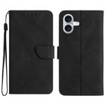 Handyhülle aus geprägtem Leder mit Ziernähten, für iPhone 17e / 16e, für iPhone 17 Pro Max, für iPhone 17 Pro, für iPhone 17, für iPhone Air, für iPhone 16 Pro Max, für iPhone 16 Pro, für iPhone 16 Plus