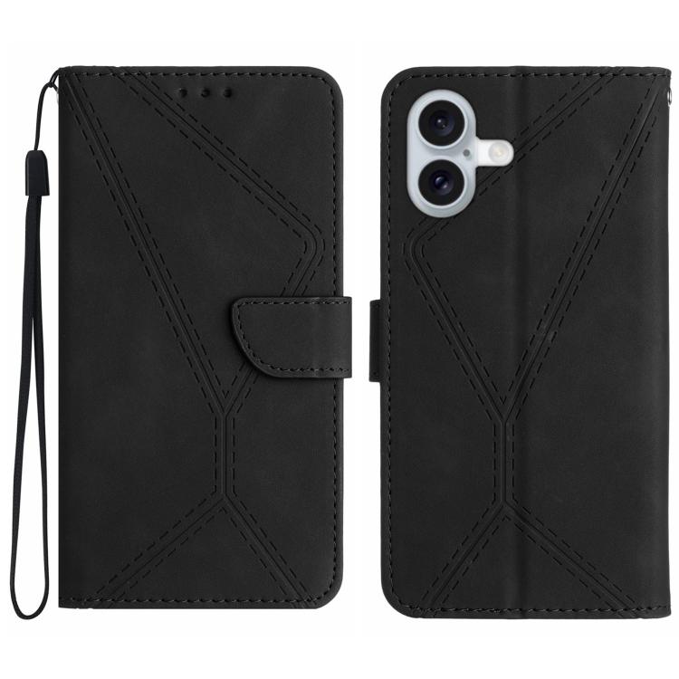 Handyhülle aus geprägtem Leder mit Ziernähten, für iPhone 17e / 16e, für iPhone 17 Pro Max, für iPhone 17 Pro, für iPhone 17, für iPhone Air, für iPhone 16 Pro Max, für iPhone 16 Pro, für iPhone 16 Plus