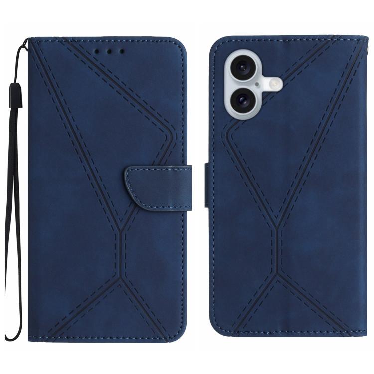 Handyhülle aus geprägtem Leder mit Ziernähten, für iPhone 17e / 16e, für iPhone 17 Pro Max, für iPhone 17 Pro, für iPhone 17, für iPhone Air, für iPhone 16 Pro Max, für iPhone 16 Pro, für iPhone 16 Plus