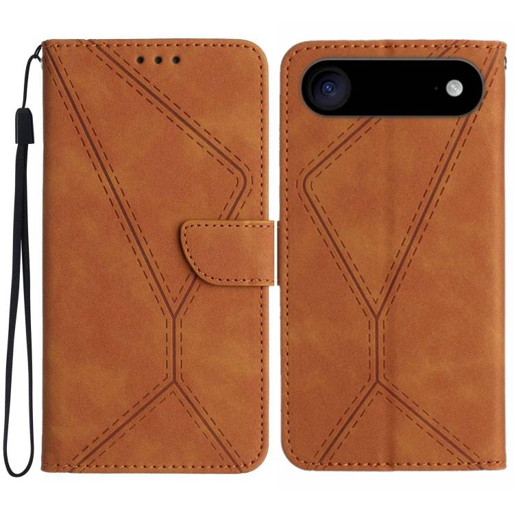 Handyhülle aus geprägtem Leder mit Ziernähten, für iPhone 17e / 16e, für iPhone 17 Pro Max, für iPhone 17 Pro, für iPhone 17, für iPhone Air, für iPhone 16 Pro Max, für iPhone 16 Pro, für iPhone 16 Plus