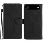 Handyhülle aus geprägtem Leder mit Ziernähten, für iPhone 17e / 16e, für iPhone 17 Pro Max, für iPhone 17 Pro, für iPhone 17, für iPhone Air, für iPhone 16 Pro Max, für iPhone 16 Pro, für iPhone 16 Plus