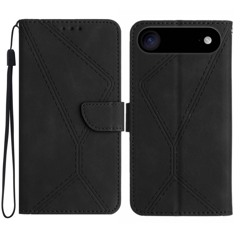Handyhülle aus geprägtem Leder mit Ziernähten, für iPhone 17e / 16e, für iPhone 17 Pro Max, für iPhone 17 Pro, für iPhone 17, für iPhone Air, für iPhone 16 Pro Max, für iPhone 16 Pro, für iPhone 16 Plus
