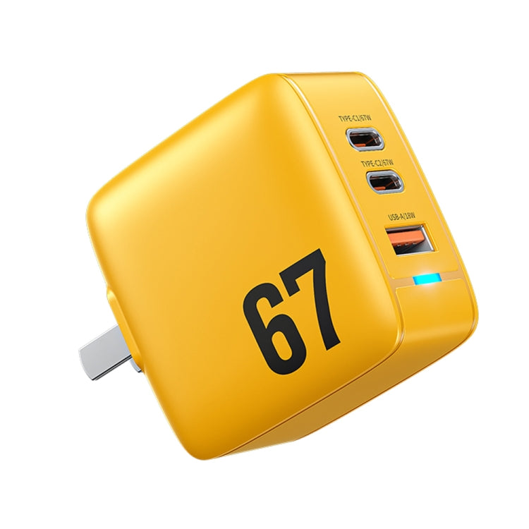 WK WP-U141 67W USB+Doppel-USB-C / Typ-C GaN-Ladegerät, CN-Stecker, US-Stecker, EU-Stecker, UK-Stecker