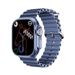WS-E9 Ultra 2,2 Zoll IP67 wasserdichte Smartwatch mit Metallschnalle und Silikonarmband, unterstützt Herzfrequenzmessung und NFC, erhältlich in Schwarz, Orange und Blau.