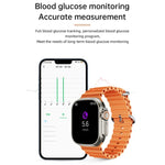 WS-E9 Ultra 2,2 Zoll IP67 wasserdichte Smartwatch mit Metallschnalle und Silikonarmband, unterstützt Herzfrequenzmessung und NFC, erhältlich in Schwarz, Orange und Blau.