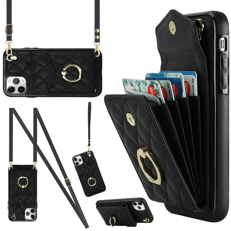 Rauten-Textur-Kartenfach-Handyhülle mit langem Umhängeband, für iPhone 11 Pro Max, für iPhone 11, für iPhone 11 Pro, für iPhone XR, für iPhone XS Max
