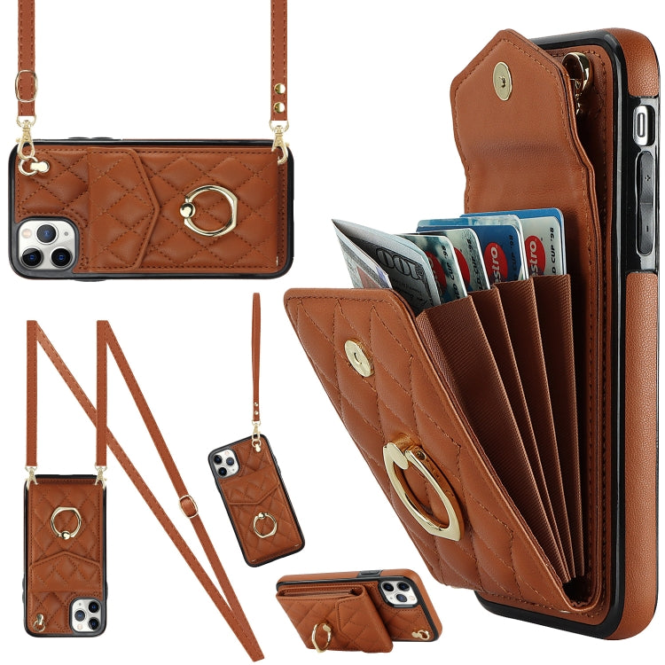 Rauten-Textur-Kartenfach-Handyhülle mit langem Umhängeband, für iPhone 11 Pro Max, für iPhone 11, für iPhone 11 Pro, für iPhone XR, für iPhone XS Max