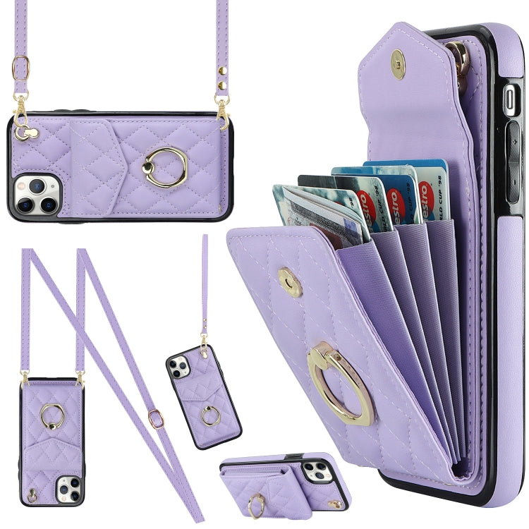 Rauten-Textur-Kartenfach-Handyhülle mit langem Umhängeband, für iPhone 11 Pro Max, für iPhone 11, für iPhone 11 Pro, für iPhone XR, für iPhone XS Max