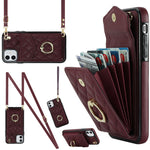 Rauten-Textur-Kartenfach-Handyhülle mit langem Umhängeband, für iPhone 11 Pro Max, für iPhone 11, für iPhone 11 Pro, für iPhone XR, für iPhone XS Max