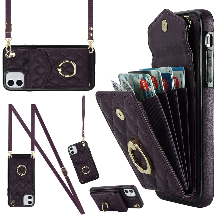 Rauten-Textur-Kartenfach-Handyhülle mit langem Umhängeband, für iPhone 11 Pro Max, für iPhone 11, für iPhone 11 Pro, für iPhone XR, für iPhone XS Max