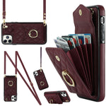 Rauten-Textur-Kartenfach-Handyhülle mit langem Umhängeband, für iPhone 11 Pro Max, für iPhone 11, für iPhone 11 Pro, für iPhone XR, für iPhone XS Max