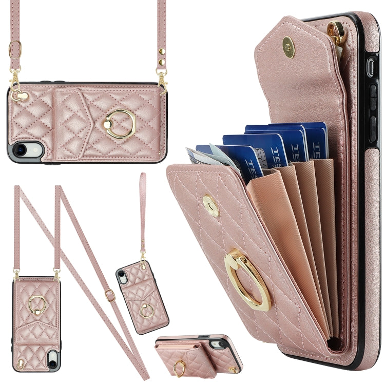 Rauten-Textur-Kartenfach-Handyhülle mit langem Umhängeband, für iPhone 11 Pro Max, für iPhone 11, für iPhone 11 Pro, für iPhone XR, für iPhone XS Max