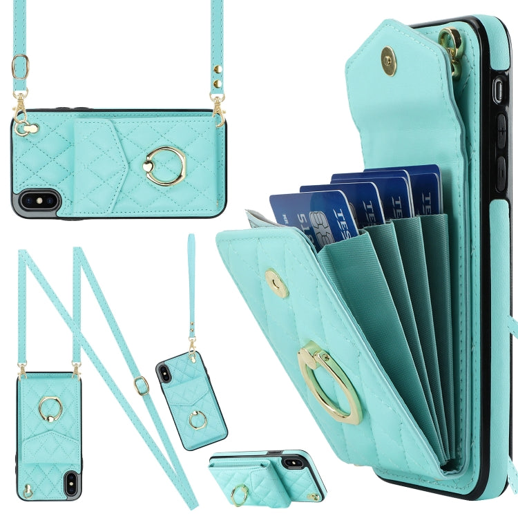 Rauten-Textur-Kartenfach-Handyhülle mit langem Umhängeband, für iPhone 11 Pro Max, für iPhone 11, für iPhone 11 Pro, für iPhone XR, für iPhone XS Max