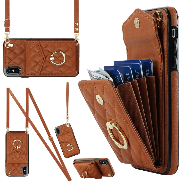 Rauten-Textur-Kartenfach-Handyhülle mit langem Umhängeband, für iPhone 11 Pro Max, für iPhone 11, für iPhone 11 Pro, für iPhone XR, für iPhone XS Max