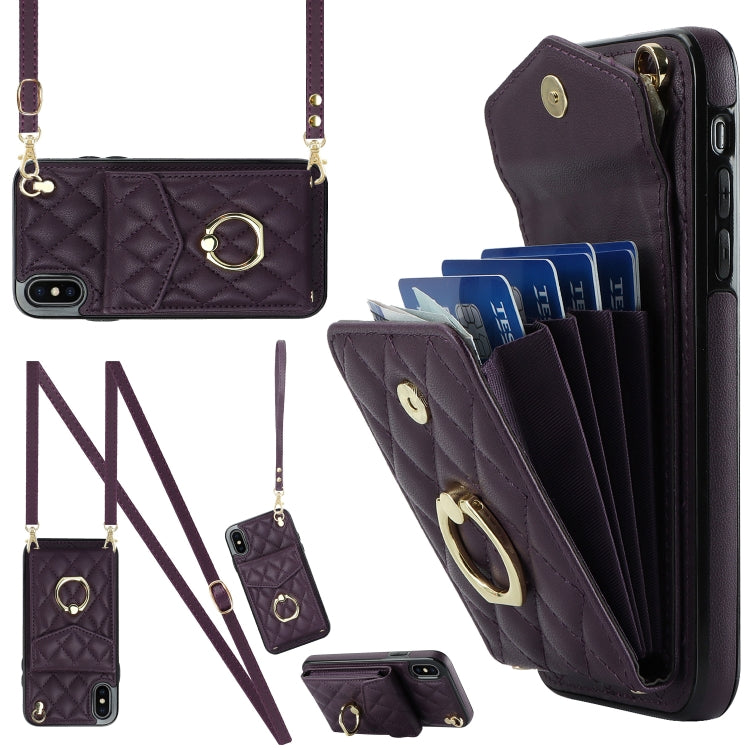 Rauten-Textur-Kartenfach-Handyhülle mit langem Umhängeband, für iPhone 11 Pro Max, für iPhone 11, für iPhone 11 Pro, für iPhone XR, für iPhone XS Max