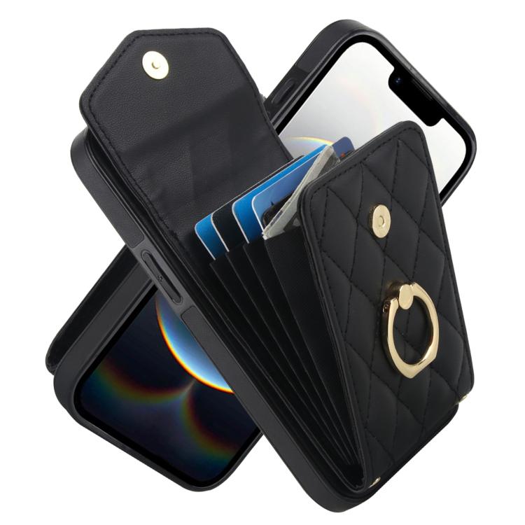Rhombus-Textur Karten-Handytasche mit langem Schlüsselband, für iPhone 17e / 16e, für iPhone 17 Pro Max, für iPhone 17 Pro, für iPhone 17, für iPhone Air, für iPhone 15 Pro Max