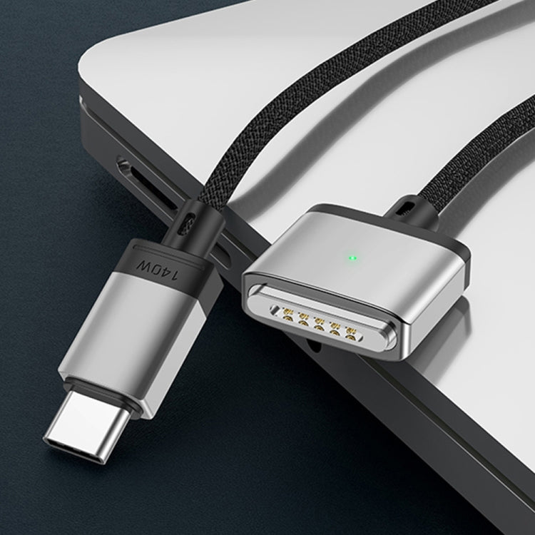 140W Typ-C zu Magsafe 3 Magnetisches Ladekabel, Silber, Blau
