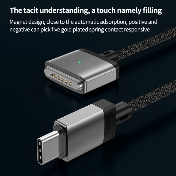 140W Typ-C zu Magsafe 3 Magnetisches Ladekabel, Silber, Blau