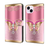 Crystal 3D Shockproof Protective Leather Phone Case, For iPhone 14 Pro, For iPhone 15 Plus