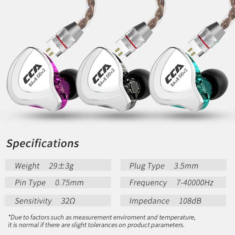 CCA CCA-C10 3,5mm vergoldeter Stecker Zehnfach Hybrid kabelgesteuerter In-Ear-Kopfhörer, mit Mikrofon, ohne Mikrofon